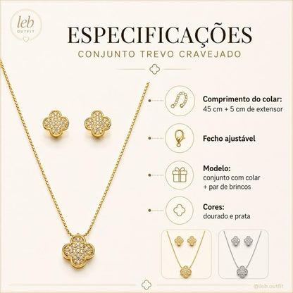 Conjunto Trevo na variação prata