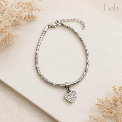 Pulseira Snake com Coração em aço inoxidável na foto principal