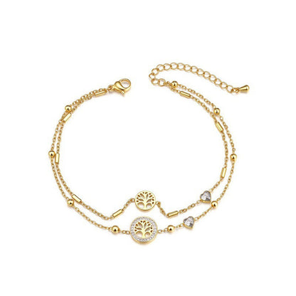 Pulseira Dupla Árvore da Vida em Aço Inoxidável