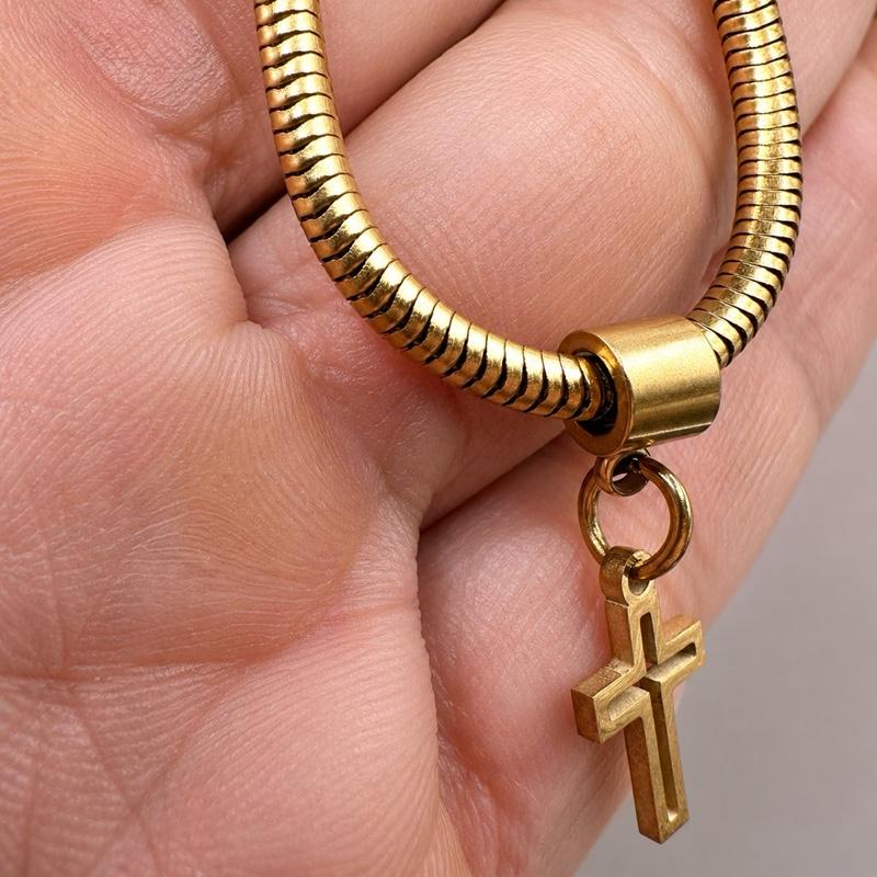 Pulseira Berloque Cruz em Aço Inoxidável
