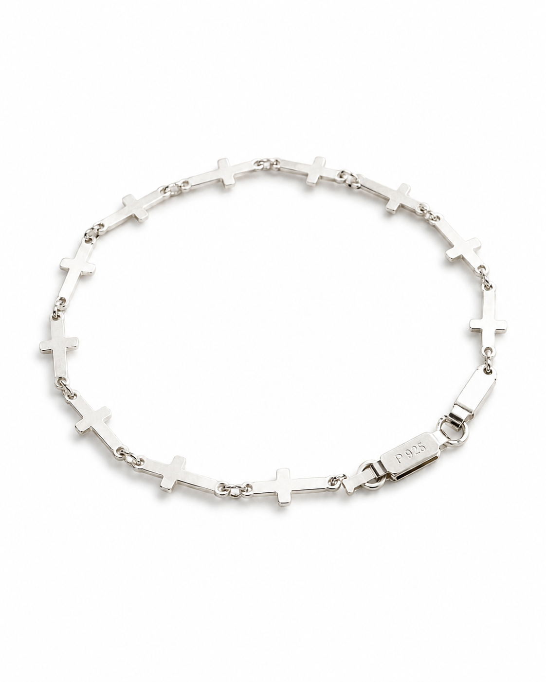 Pulseira Elo Cruz Banhada a Prata