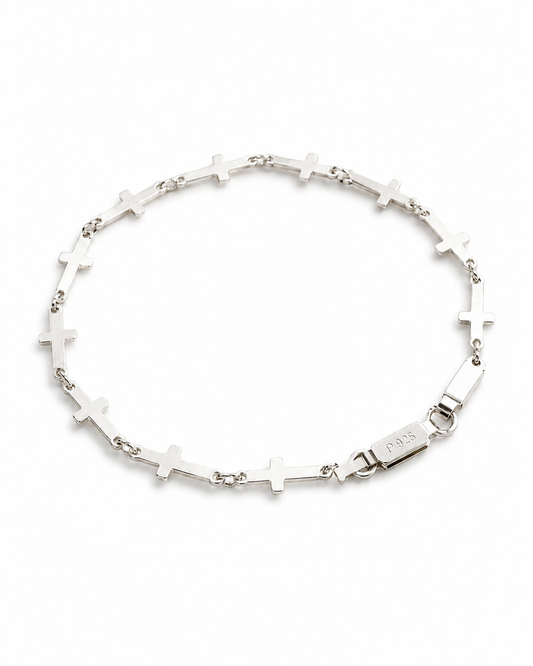 Pulseira Elo Cruz Banhada a Prata