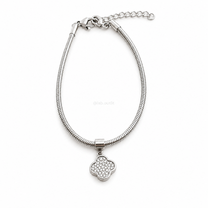 Pulseira Aço Inoxidável Prateada com Berloque