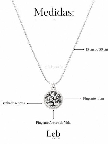Colar Arvore da Vida Banhado a Prata 925