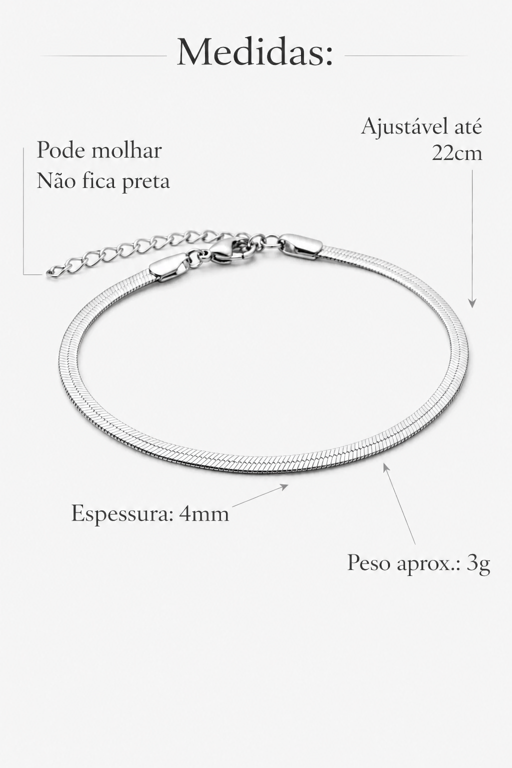 Pulseira Laminada em Aço Inoxidável
